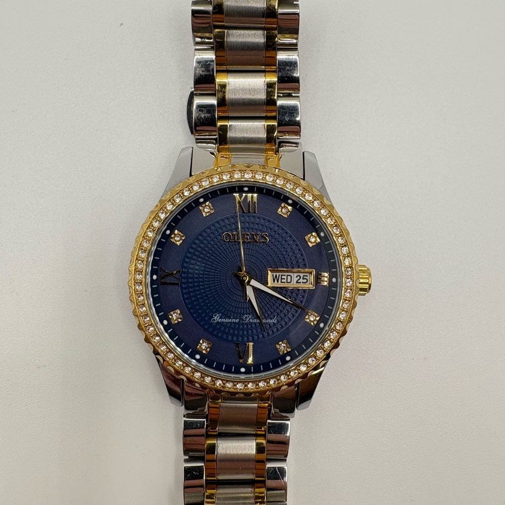 Women's Blue and Gold Watch with Blue Dial 7inch band